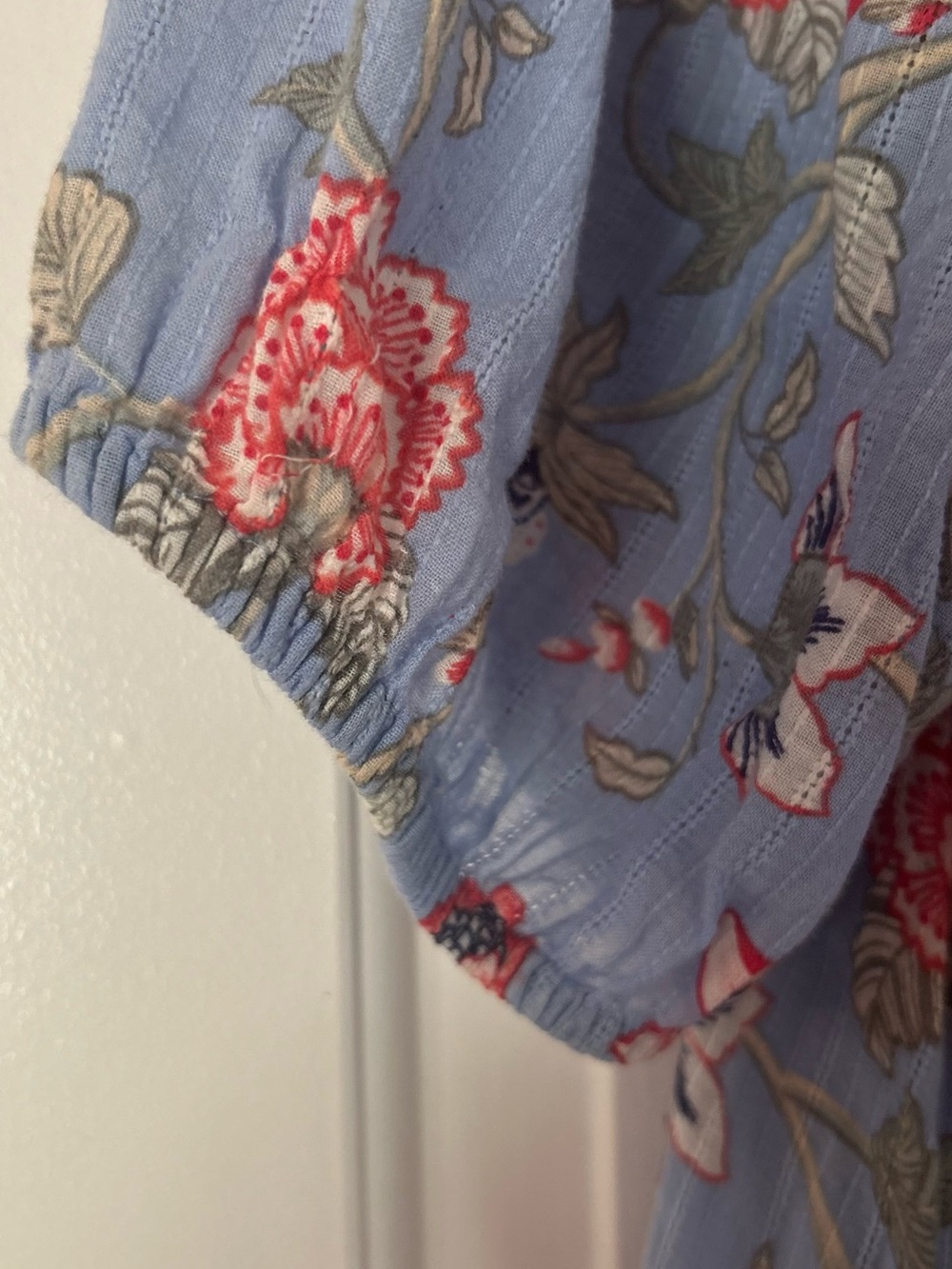 LOFT Blue Floral Henley Blouse - Picture 5 of 12